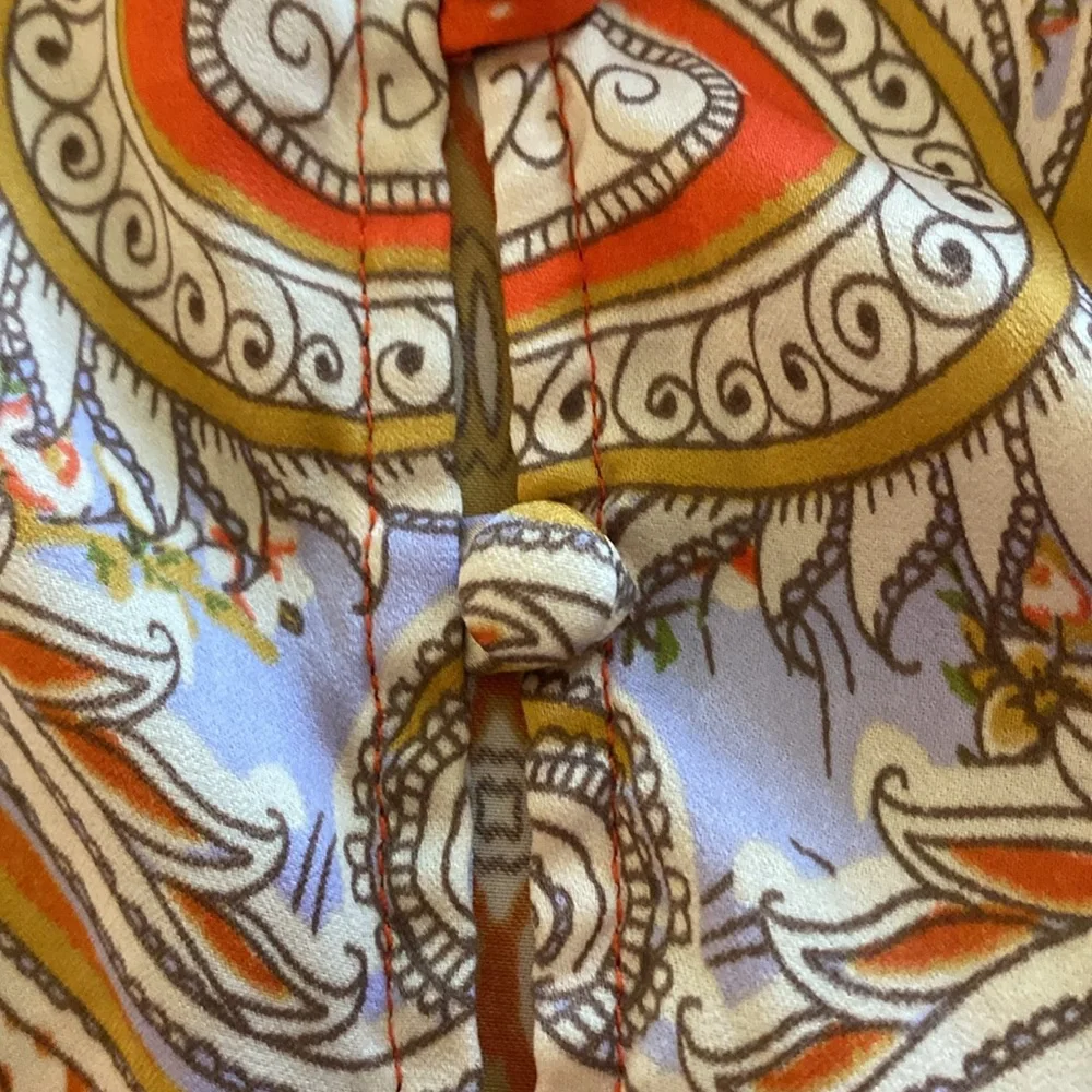 BEAUTIFUL DAY FREE PEOPLE TOP Satin Paisley Peasant Cropped top long‎ sle…